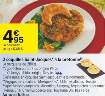 Carrefour 2 coquilles saint-jacques à la bretonne offre