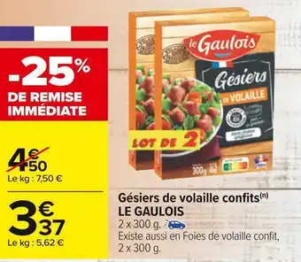 Carrefour Le gaulois gésiers de volaille confits offre