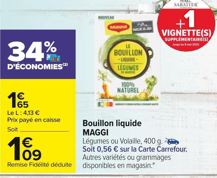 Promo Maggi bouillon liquide chez Carrefour