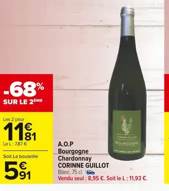 Carrefour A.o.p bourgogne chardonnay offre