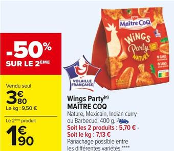 Carrefour Maître coq wings party offre