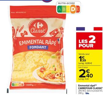 Carrefour Carrefour emmental râpé offre