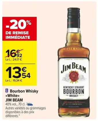Carrefour Jim beam bourbon whisky white offre
