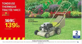 Carrefour Greatland tondeuse thermique tractée 144cc offre