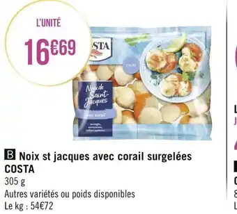Géant Casino Costa noix st jacques avec corail surgelées offre