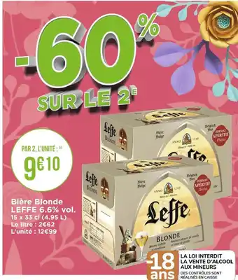 Géant Casino Leffe bière blonde 6.6% vol. offre