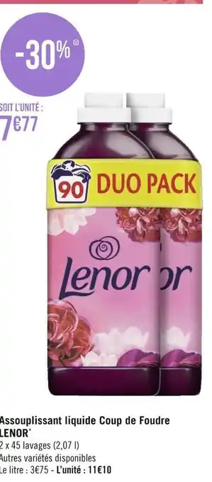 Géant Casino Lenor assouplissant liquide coup de foudre* offre