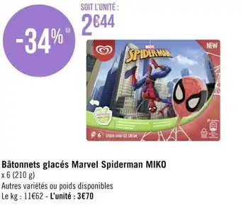 Miko bâtonnets glacés marvel spiderman