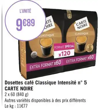 Géant Casino Carte noire dosettes café classique intensité n° 5 offre