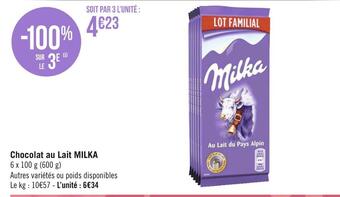 Géant Casino Milka chocolat au lait offre