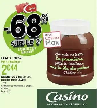 Géant Casino Casino noisette pâte à tartiner sans huile de palme offre