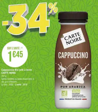 Géant Casino Carte noire cappuccino bio prêt à boire offre