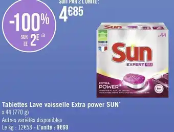 Géant Casino Sun tablettes lave vaisselle extra power* offre