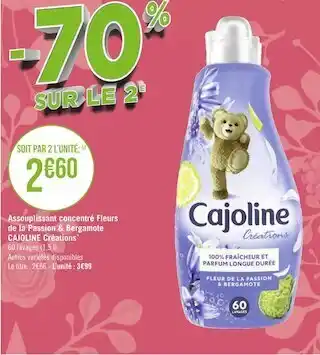 Géant Casino Cajoline assouplissant concentré fleurs de la passion & bergamote offre