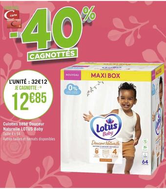 Géant Casino Lotus baby culottes bébé douceur naturelle offre