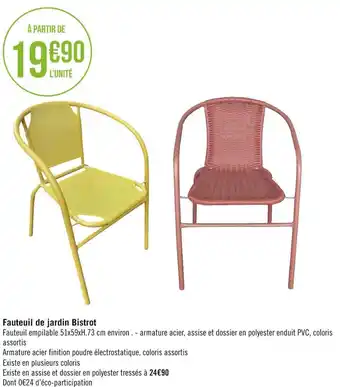 Géant Casino Fauteuil de jardin bistrot offre