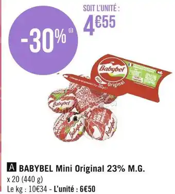 Géant Casino Babybel babybel mini original 23% m.g offre