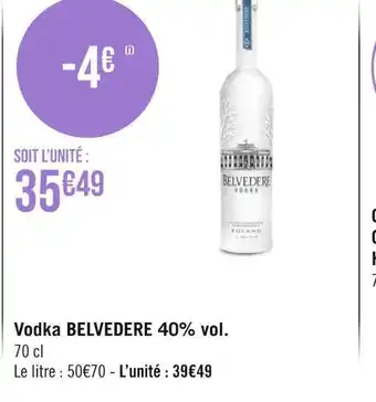 Géant Casino Belvedere vodka 40% vol. offre
