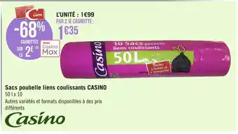 Géant Casino Casino sacs poubelle liens coulissants offre