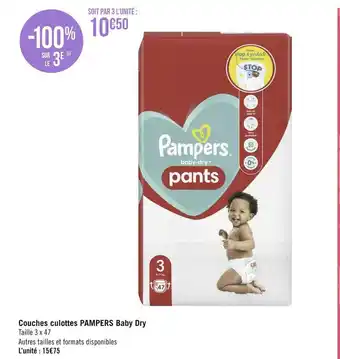 Géant Casino Pampers couches culottes baby dry offre