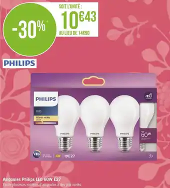 Géant Casino Philips ampoules led 60w e27 offre