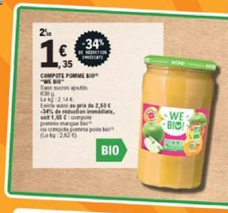 Promo Compote Pomme Bio chez E.Leclerc