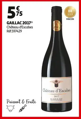 Auchan Château d'escabes gaillac 2017 offre