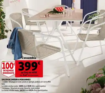 Auchan Salon de jardin 6 personnes offre