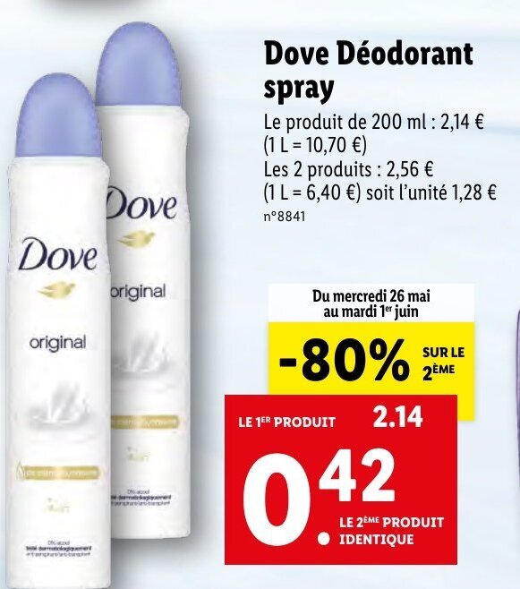 Promo Dove Dèodorant Spray chez Lidl