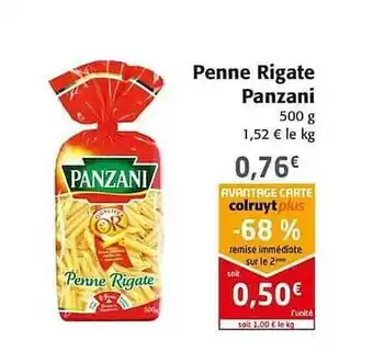 Colruyt Penne Rigate Panzani offre