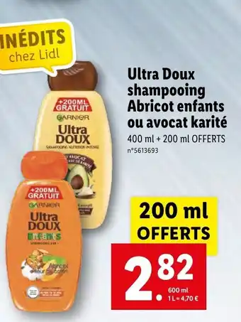 Lidl Ultra Doux Shampooing Abricot Enfants offre
