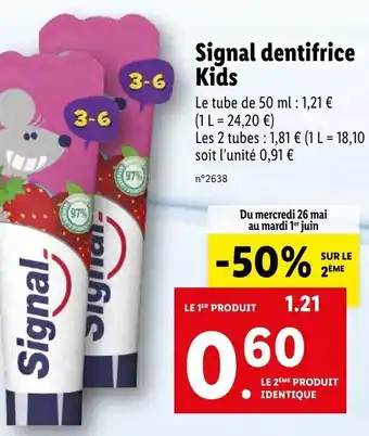 Lidl Signal Dentifrice Kids offre