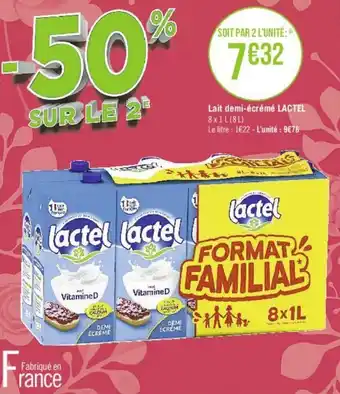 Casino Supermarchés Lait demi-écrémé LACTEL offre