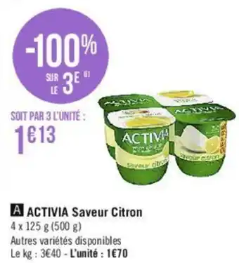 Casino Supermarchés ACTIVIA saveur citron offre