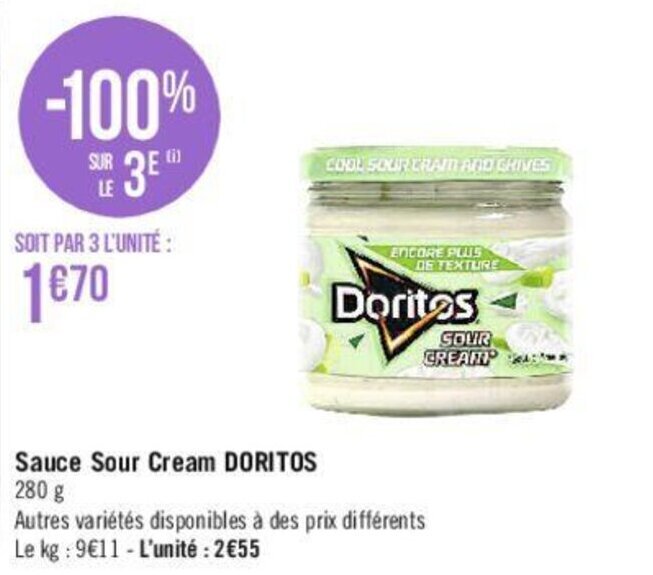 Promo Sauce sour cream DORITOS chez Casino Supermarchés