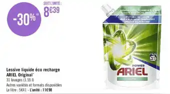 Casino Supermarchés Lessive liquide éco recharge ARIEL original offre