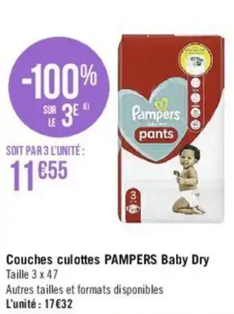 Casino Supermarchés Couches culottes pampers baby dry offre