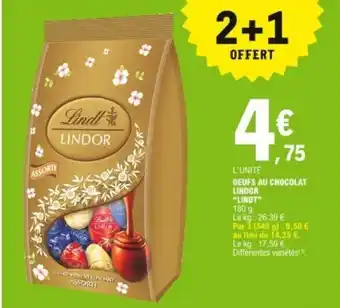 E.Leclerc Oeufs au chocolat lndor Lindt offre