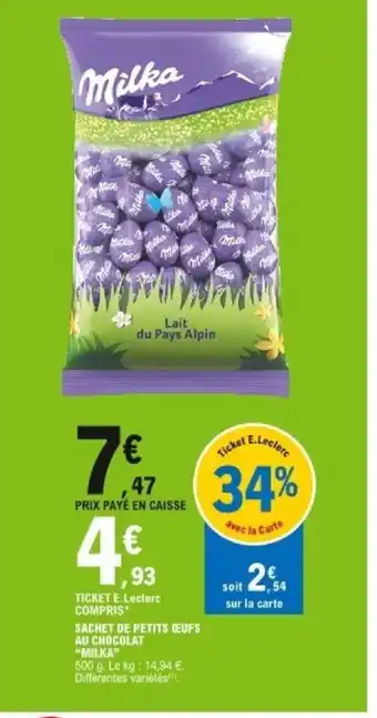 E.Leclerc Sache de petits œufsau chocolat Milka offre