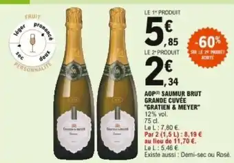 E.Leclerc AOP Saumur brut grande cuvée Gratien & Meyer offre