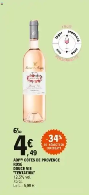 E.Leclerc AOP Côtes de provence rosé douce vie Tentation offre