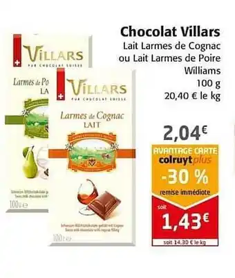 Colruyt Chocolat Villars offre