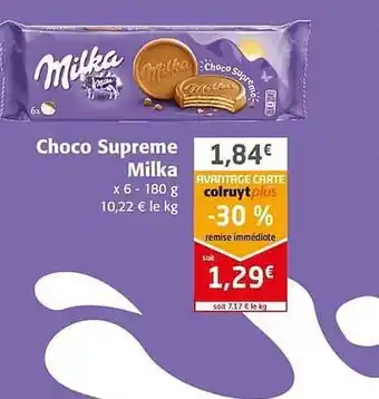 Colruyt Choco Supreme Milka offre
