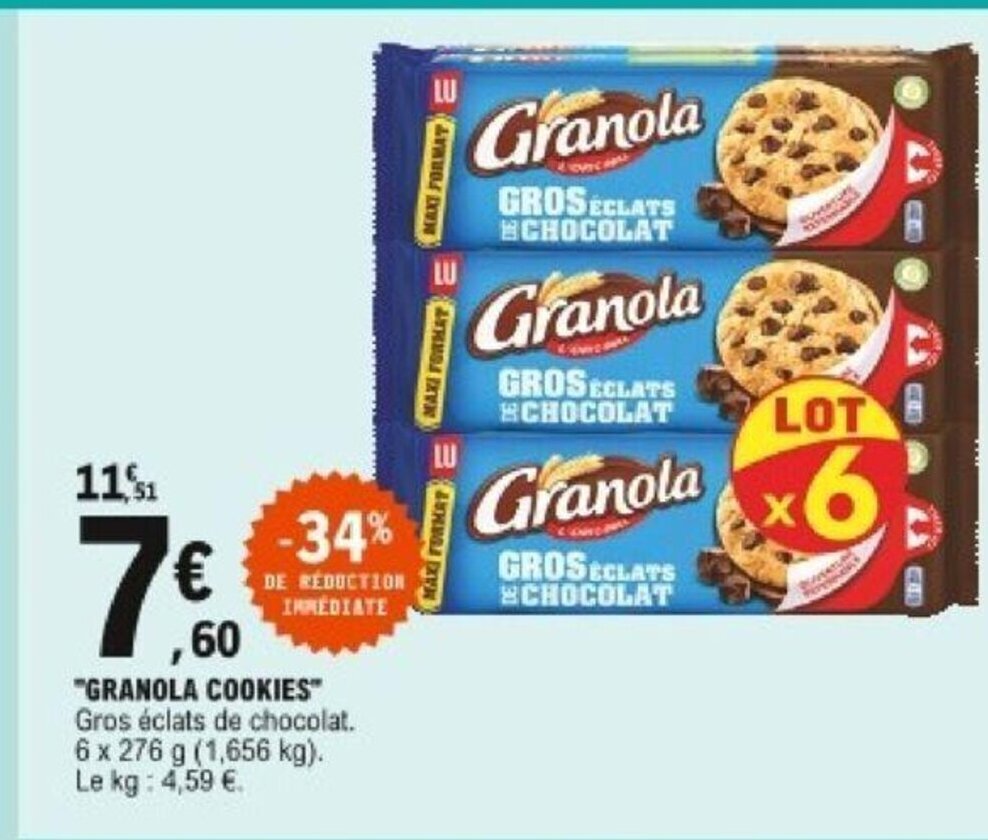 Promo Granola cookies chez E.Leclerc