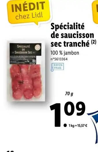 Lidl Spécialité De Saucisson offre