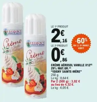 E.Leclerc Créme aérosol vanille x12 offre
