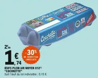 E.Leclerc Œufs plein air moyen x12 Cocorette offre
