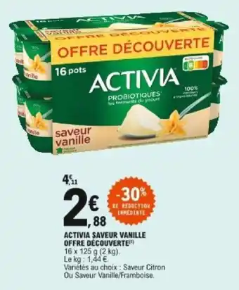 E.Leclerc Activia saveur vanille offre découverte offre