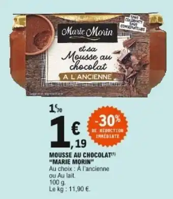Mousse au chocolat Marie morin
