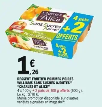 Dessert fruitier pommes poires williams sans sucres ajoutés Charles et alice